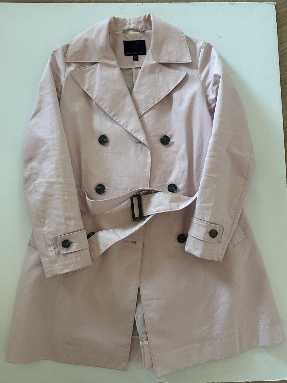 Banana Republic Light Pink Double-Breasted Trench Coat-XS